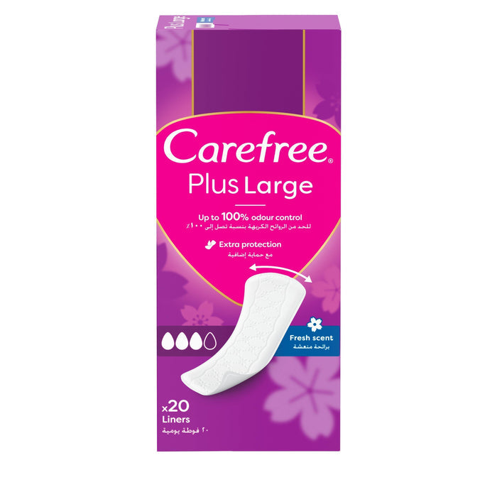 Carefree Plus Large Fresh Scent Pantyliners, 20 Pieces - Makkah Pharmacy