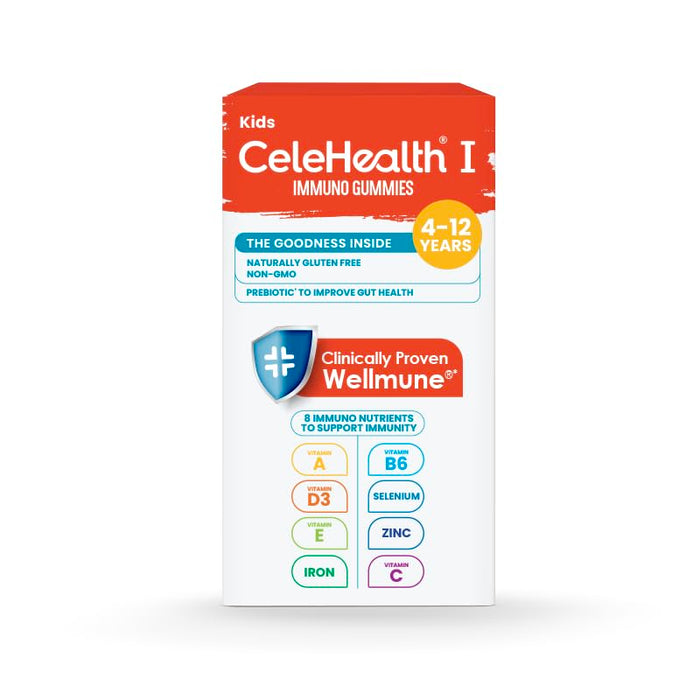 Celehealth Kidz Immuno Plus - 30 Gummies | Pulpy Mango with Wellmune Vitamin C & Zinc to support body's defence and immunity (Pack of 1)