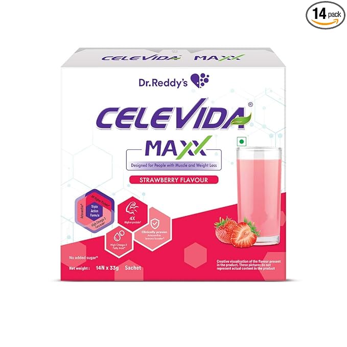 Celevida Maxx- Strawberry flavour- 33 gms Sachets of 14 such ( BIB )