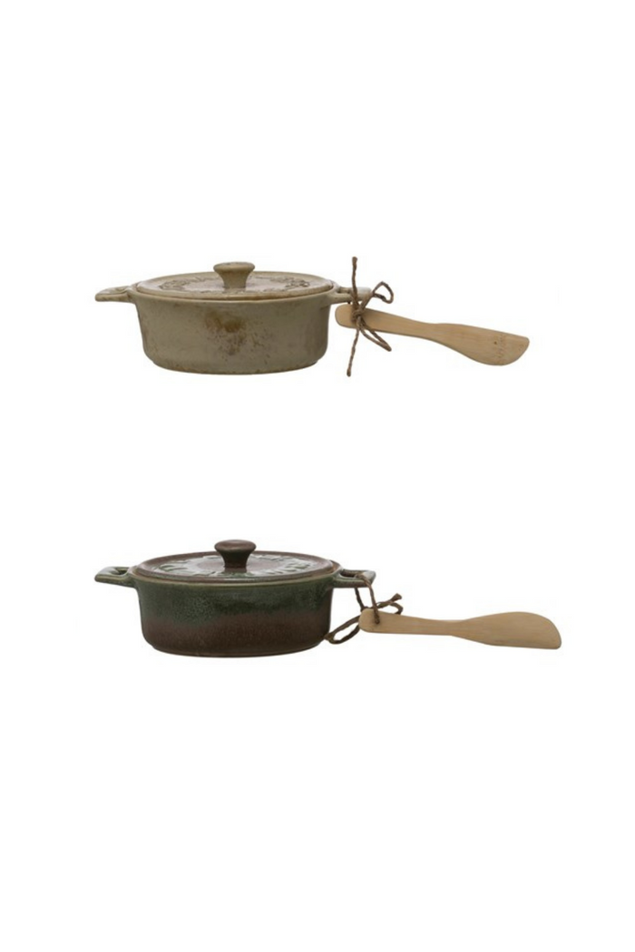 Creative Co-op Reactive Glaze Stoneware Brie Baker DF2681A