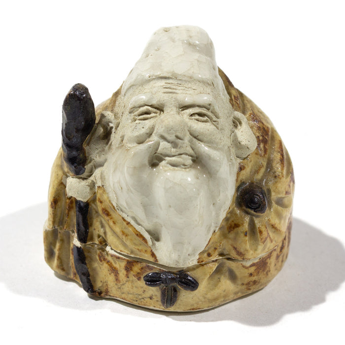 Ceramic Kogo with Lucky God Motif | Japanese Incense Storage Container
