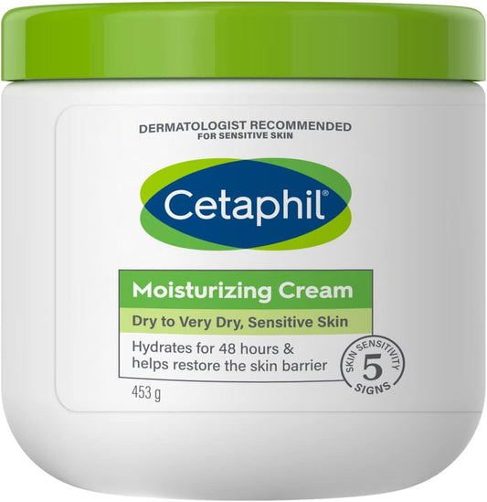 Cetaphil Moisturizing Cream, Face & Body Moisturizer With Dry to Very Dry Sensitive Skin, Unscented - 453g Cetaphil