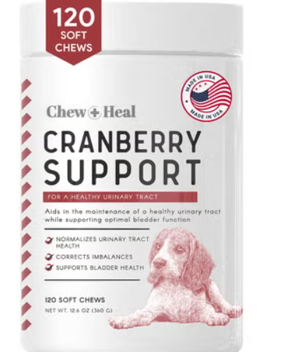 Chew + Heal Cranberry Support Soft Chews For Dogs, Pack of 120's Chew + Heal