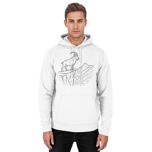 Arvenzo Cliff Edge unisex hoodie in Arctic White, front view showing simple design and comfortable fit.