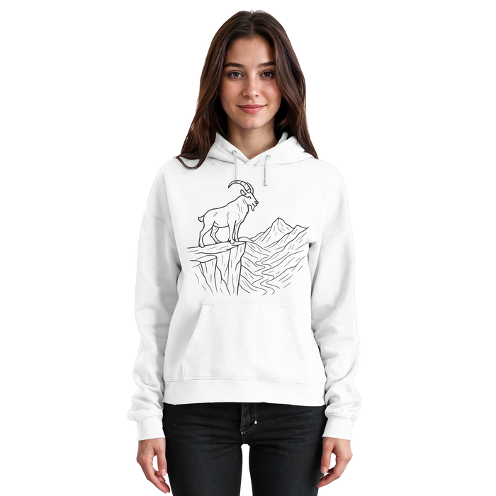 Arvenzo Cliff Edge Hoodie in Arctic White, front view of a basic unisex hoodie showcasing a clean, casual design.