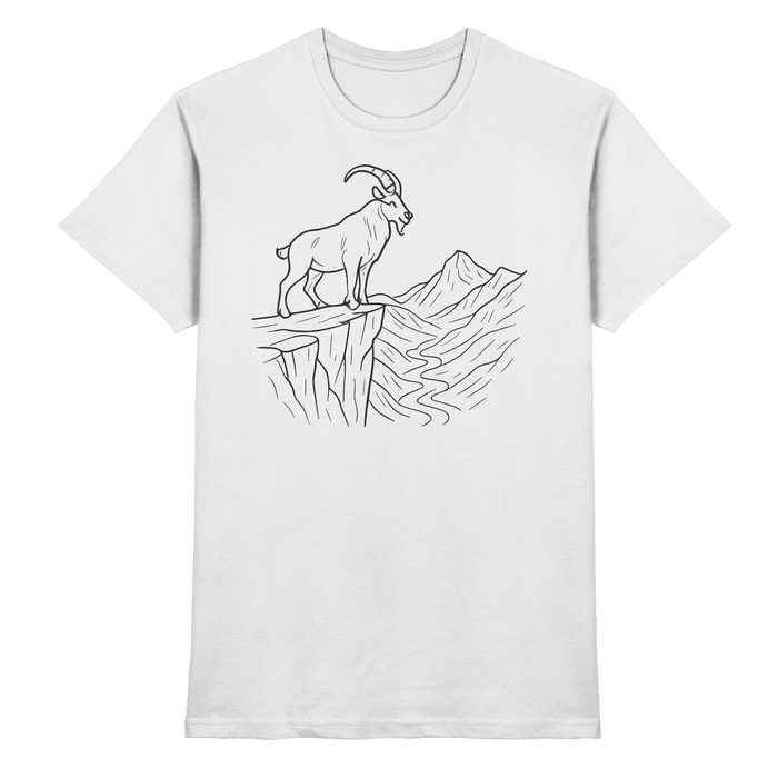 Front view of the Arvenzo Cliff Edge Unisex Shirt in white, showcasing a clean design and premium fabric.