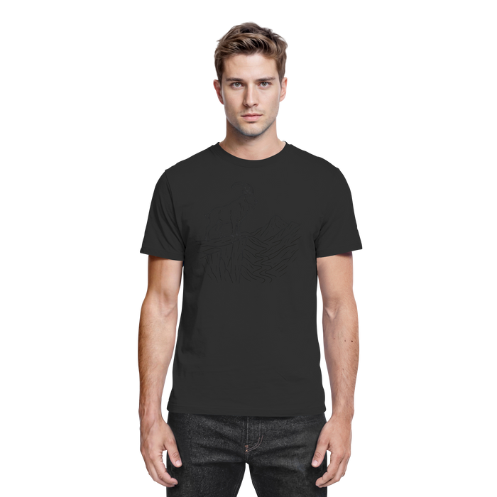Black Arvenzo Cliff Edge unisex shirt displayed from the front, showcasing a sleek, premium design suitable for casual wear.