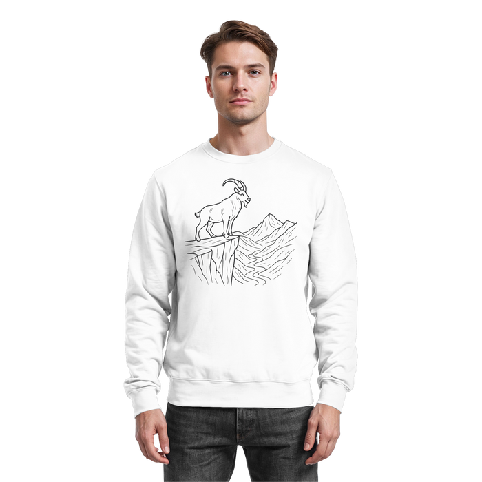 Arvenzo Cliff Edge sweatshirt in Arctic White, front view showing a classic crewneck design and soft cotton fabric.