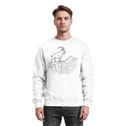 Arvenzo Cliff Edge sweatshirt in Arctic White, front view showing a classic crewneck design and soft cotton fabric.