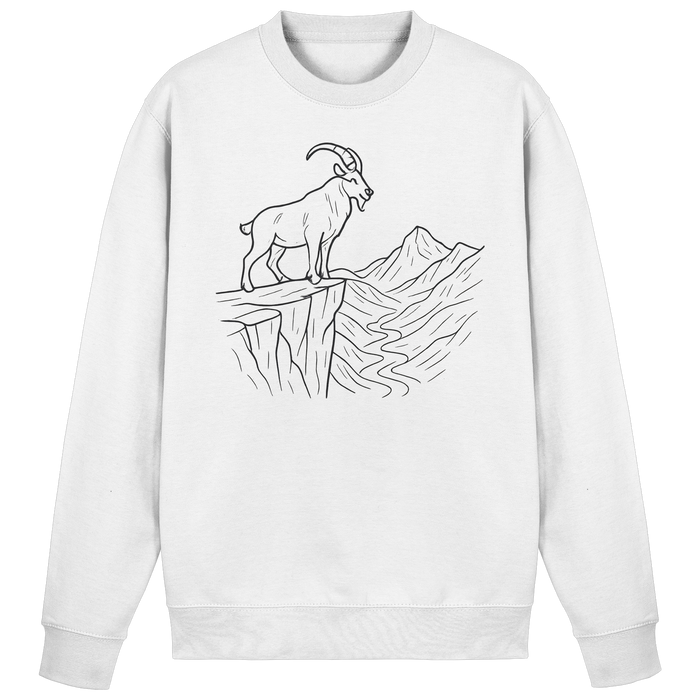 Arvenzo Cliff Edge sweatshirt in arctic white, front view showcasing the casual crewneck design and soft fabric.