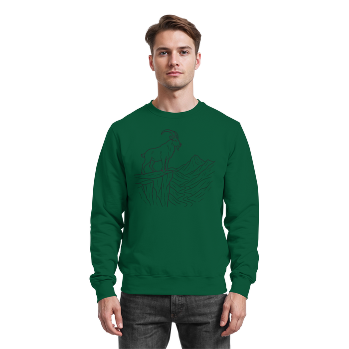 Arvenzo Cliff Edge sweatshirt in bottle green, front view showing a casual, basic sweatshirt design with a comfortable fit.