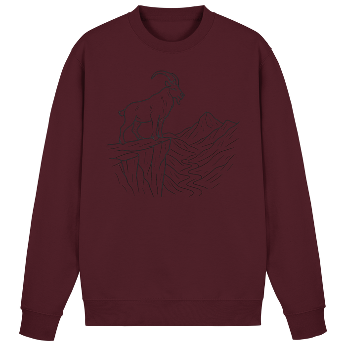 Arvenzo Cliff Edge Sweatshirt in burgundy, front view showing simple crewneck design and soft fabric texture.