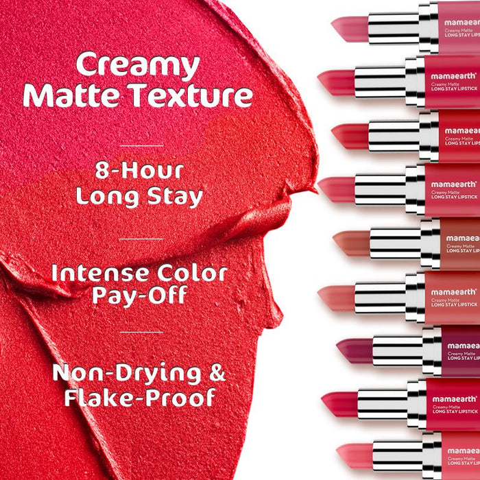 Creamy Matte Long Stay Lipstick with Murumuru Butter and Vitamin E - 4.2g | Ruby Crush