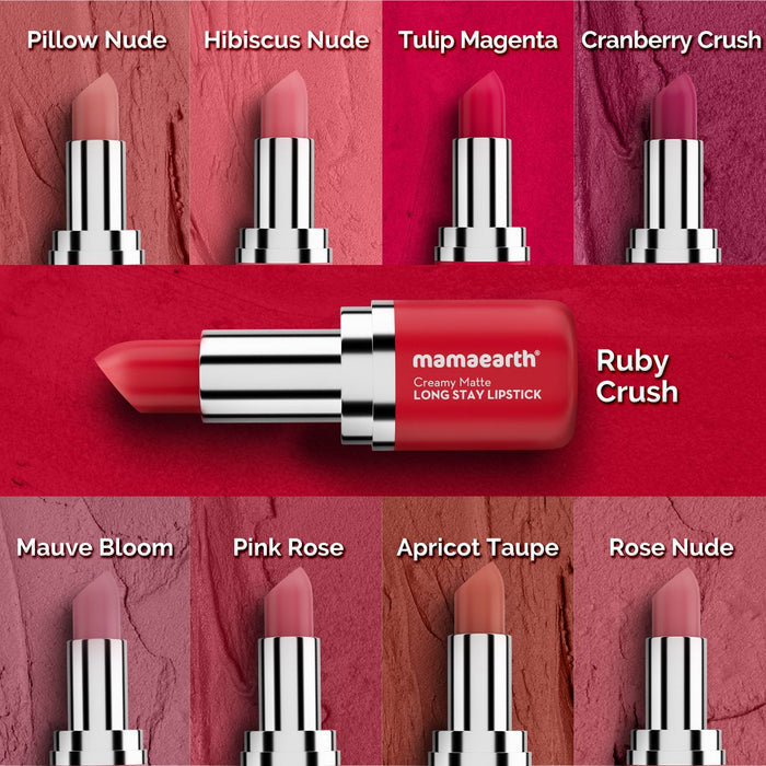 Creamy Matte Long Stay Lipstick with Murumuru Butter and Vitamin E - 4.2g | Ruby Crush