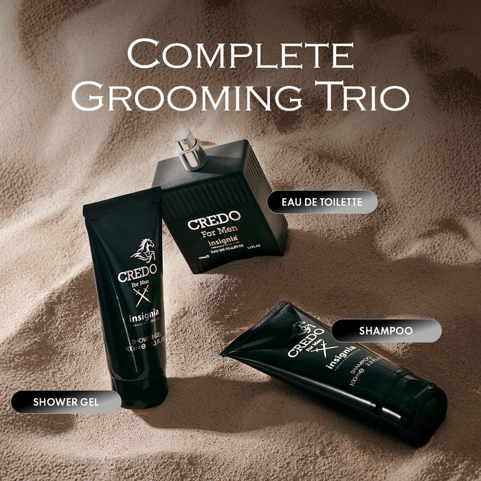 Credo For Men Exclusive Collection 3-Piece Gift Set –  Eau De Toilette, Shower Gel & Shampoo 100ml Each