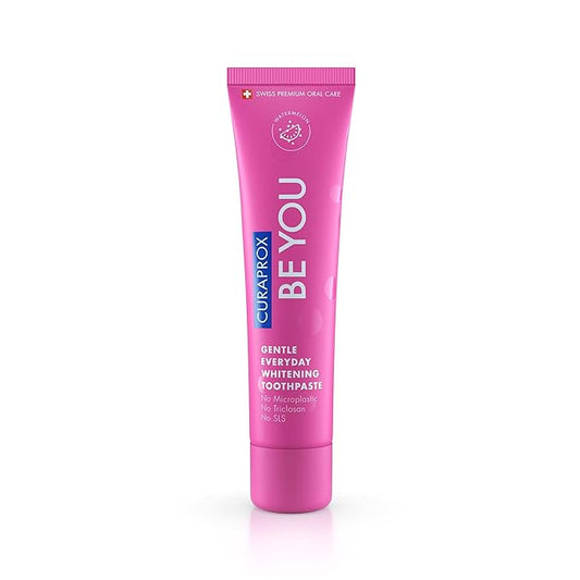 Curaprox BeYou Toothpaste 60ml - Gentle Everyday Whitening Toothpaste - SLS Free Microplastic Free Triclosan Free Fluoride Toothpaste (Pink)