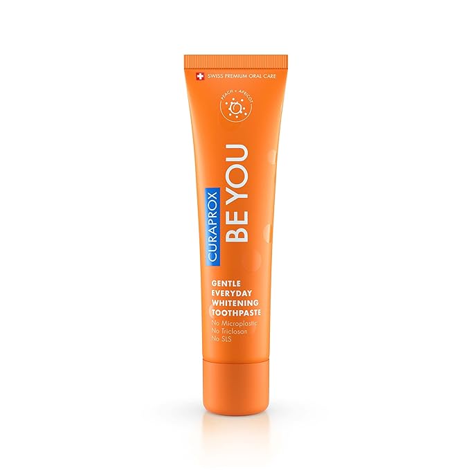 Curaprox BeYou Toothpaste 60ml - Gentle Everyday Whitening Toothpaste - SLS Free Microplastic Free Triclosan Free Fluoride Toothpaste (Orange)