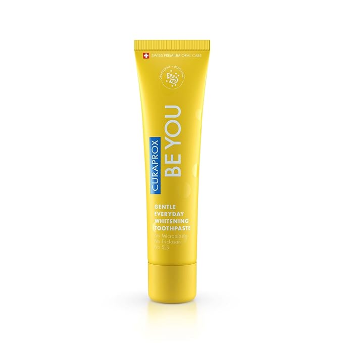 Curaprox BeYou Toothpaste 60ml - Gentle Everyday Whitening Toothpaste - SLS Free Microplastic Free Triclosan Free Fluoride Toothpaste (Yellow)