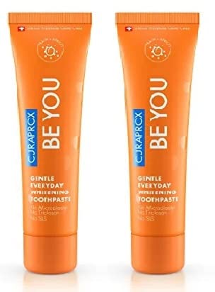 Curaprox BeYou Toothpaste 60ml - Gentle Everyday Whitening Toothpaste - SLS Free Microplastic Free Triclosan Free Fluoride Toothpaste (Orange)