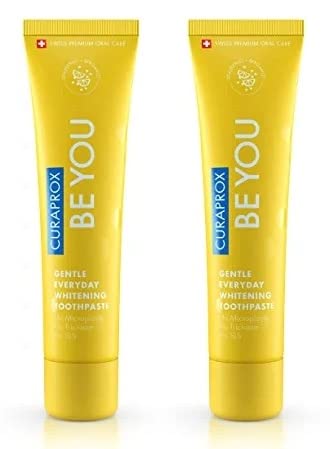 Curaprox BeYou Toothpaste 60ml - Gentle Everyday Whitening Toothpaste - SLS Free Microplastic Free Triclosan Free Fluoride Toothpaste (Yellow)