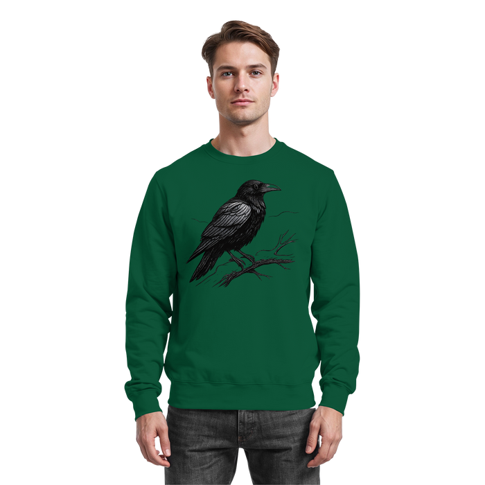 Arvenzo Dark Raven Sweatshirt in bottle green, front view showing a classic crewneck design and soft fabric texture.
