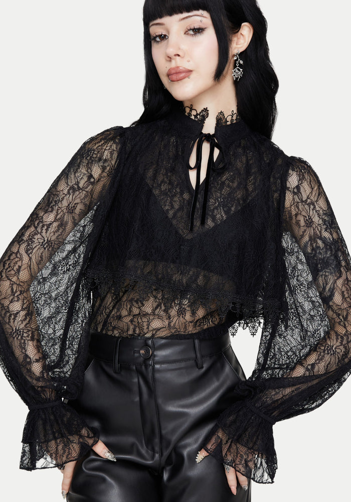 Darkwave Tie Neck Lace Blouse