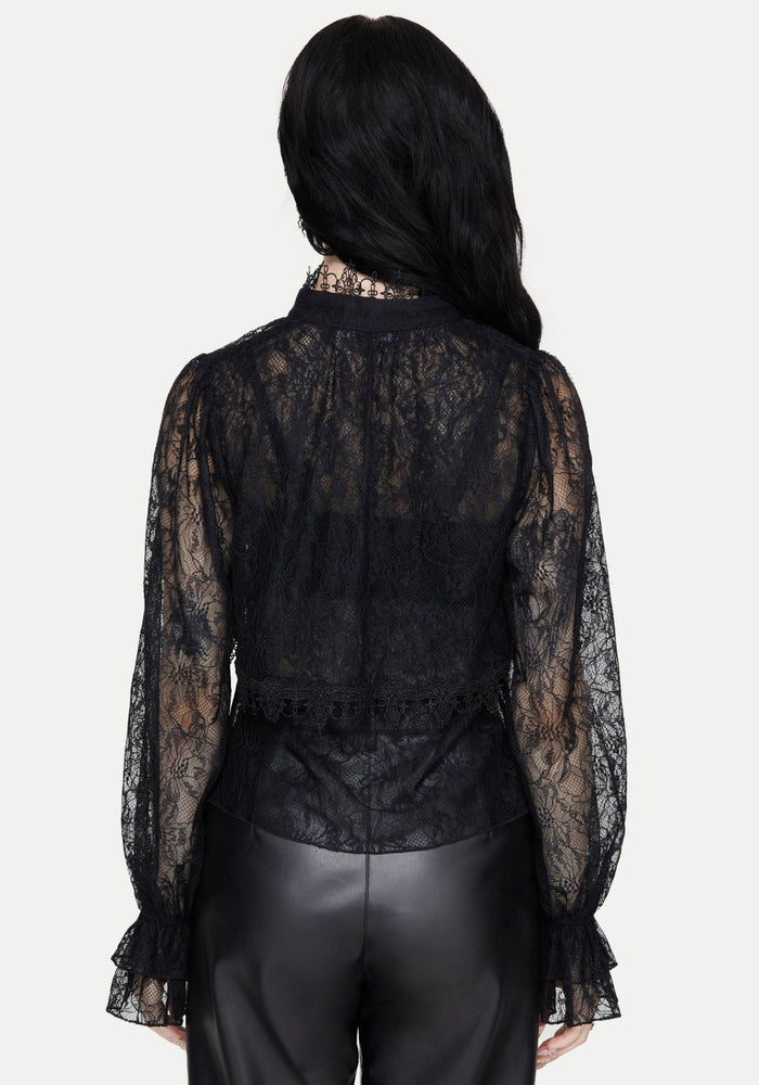 Darkwave Tie Neck Lace Blouse