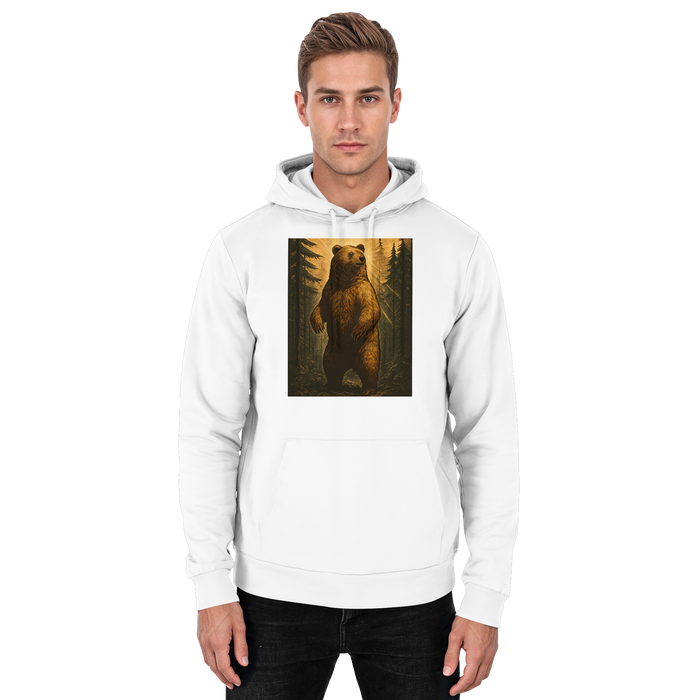 Arvenzo Deep Timber Hoodie in Arctic White, front view showing unisex casual hoodie with a relaxed fit and simple design.