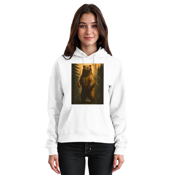 Front view of Arvenzo Deep Timber Hoodie in Arctic White, a unisex casual hoodie with a simple design and soft fabric.