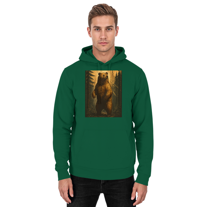 Arvenzo Deep Timber Hoodie in bottle green, unisex hoodie featuring a front design, casual style, and comfortable fit.