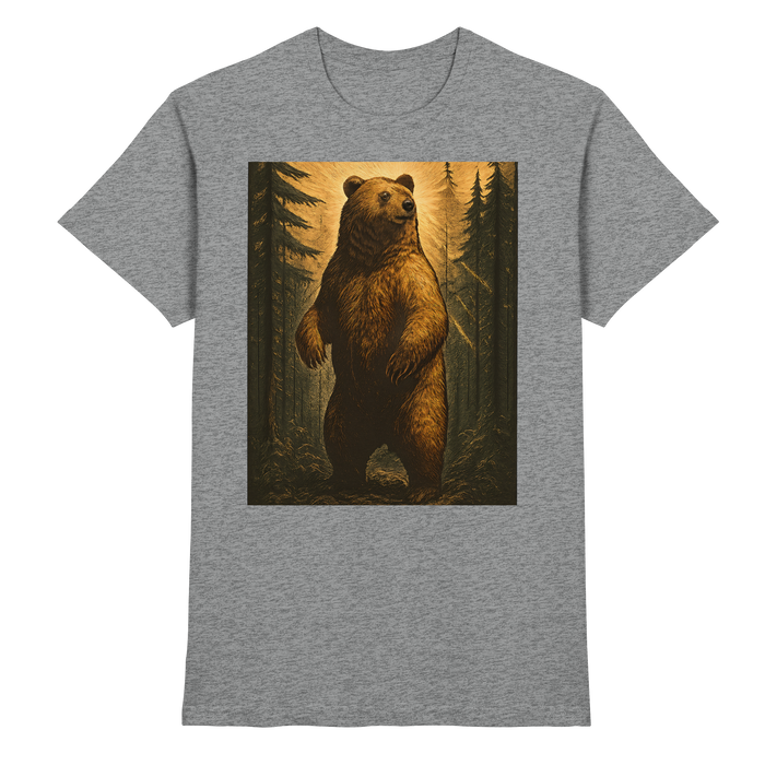 Unisex Deep Timber Shirt by Arvenzo in sports grey meliert, front view showing classic crew neck and soft fabric texture.
