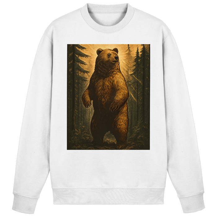 Arvenzo Deep Timber sweatshirt in Arctic White, front view showing classic crewneck design and soft fabric texture.