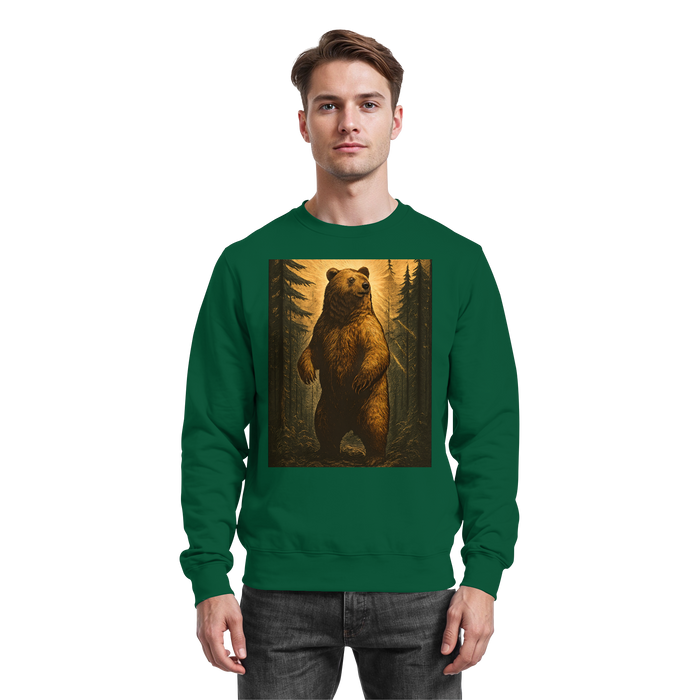 Arvenzo Deep Timber sweatshirt in bottle green, front view showing classic crewneck design and soft fabric texture.