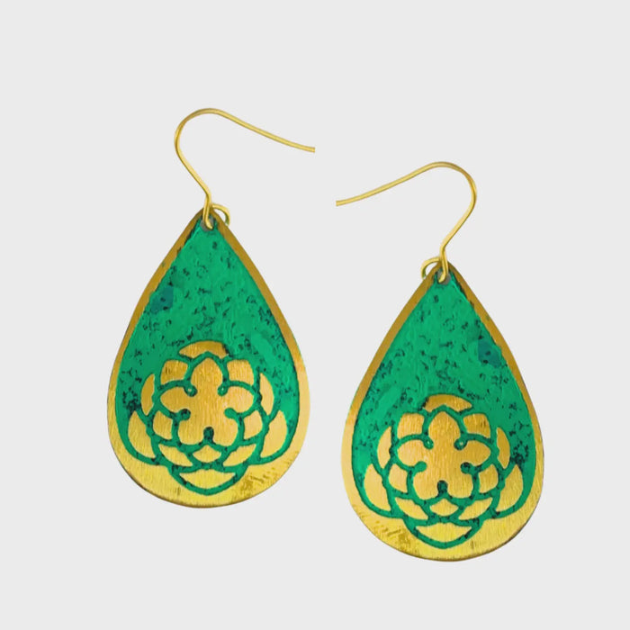 Deepa Teardop Earrings Green - Precious Sparkle