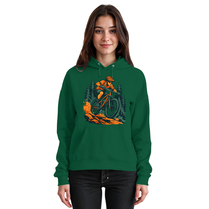 Arvenzo Dirt Rush hoodie in bottle green, front view, unisex casual hoodie with a simple design and comfortable fit.