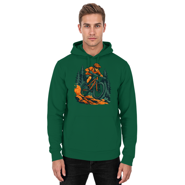 Arvenzo Dirt Rush hoodie in bottle green, unisex front view showing the casual hoodie with a simple design.