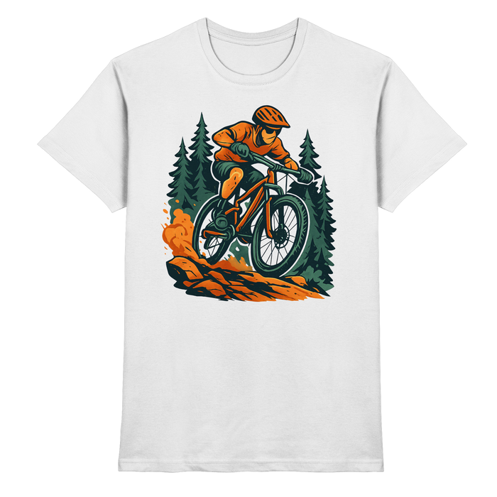 White unisex Dirt Rush shirt by Arvenzo featuring a front view with a stylish, premium design.