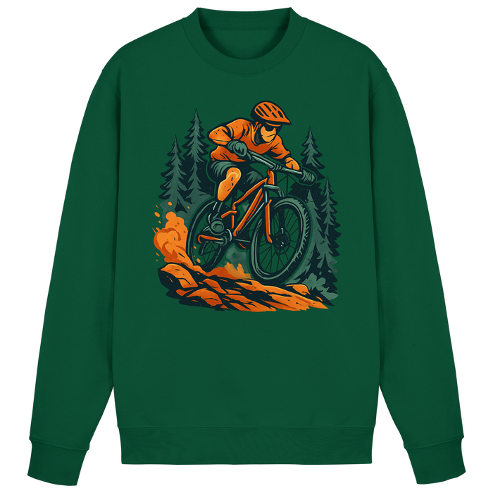 Arvenzo Dirt Rush sweatshirt in bottle green, front view showing classic crewneck design and comfortable fit.