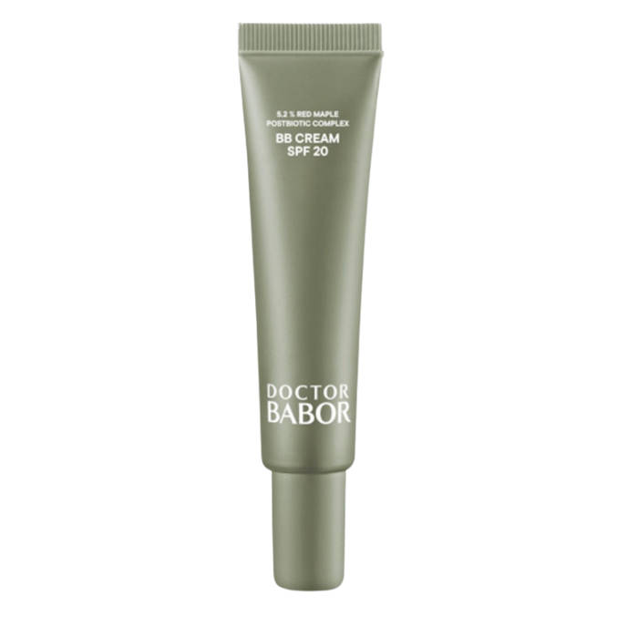 Doctor Babor BB Cream SPF 20 mit Red Maple Postbiotic Complex in grüner Tube – getönte Tagespflege mit Lichtschutzfaktor für ebenmäßigen Teint und Schutz vor UV-Strahlen
