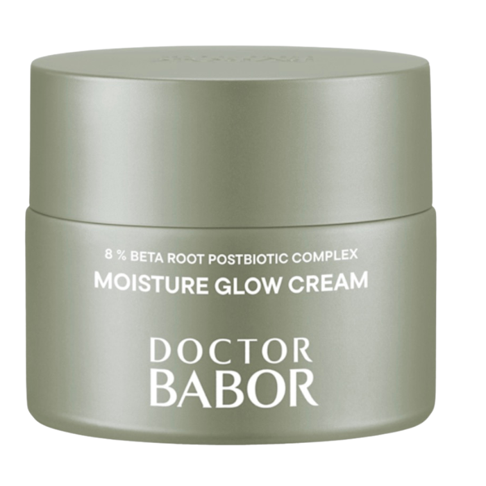 Doctor Babor Moisture Glow Cream mit Beta Root Postbiotic Complex im grünen Tiegel – feuchtigkeitsspendende Gesichtscreme für strahlende, pralle und geschmeidige Haut