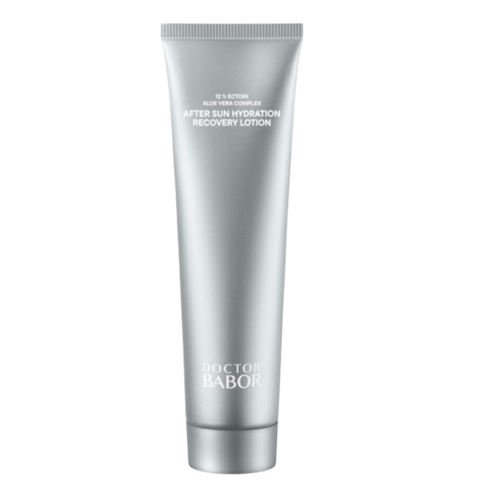 Doctor Babor After Sun Hydration Recovery Lotion mit Ectoin und Aloe Vera in silberner Tube – beruhigende After Sun Pflege zur Regeneration und intensiven Feuchtigkeitsversorgung der Haut