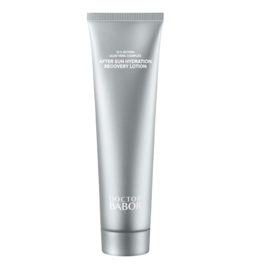 Doctor Babor After Sun Hydration Recovery Lotion mit Ectoin und Aloe Vera in silberner Tube – beruhigende After Sun Pflege zur Regeneration und intensiven Feuchtigkeitsversorgung der Haut