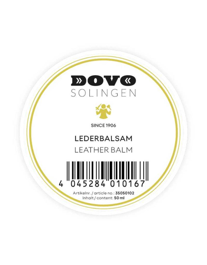 DOVO leather balm label