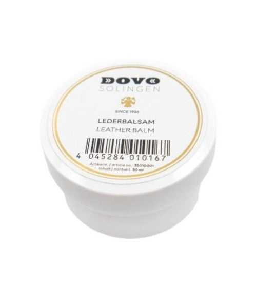DOVO leather balm container top view