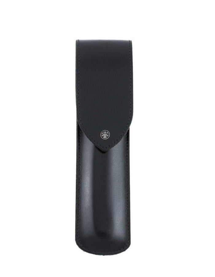 Black leather straight razor pouch for 5/8" and 6/8" razors, safe storage, made in Solingen, Germany