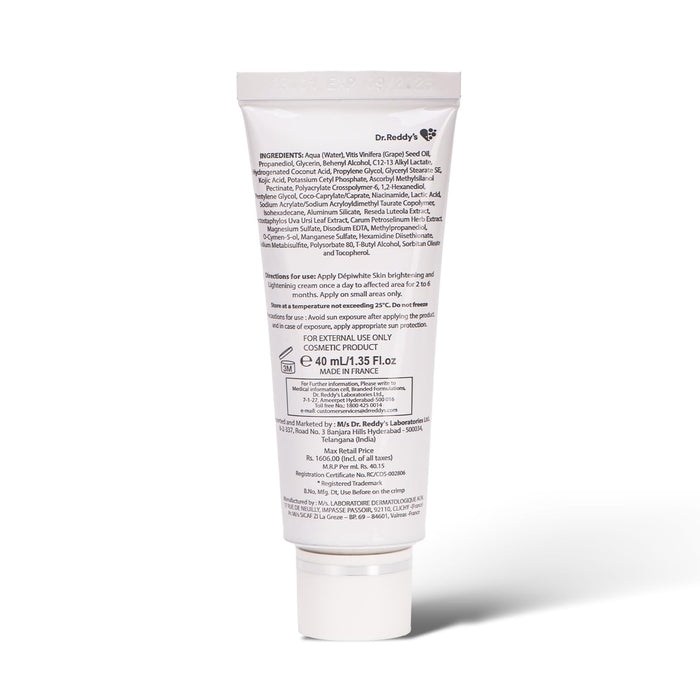 Dr Reddy's Depiwhite Advanced Skin Radiance Cream with Phosphatase Activators Help Reduces Dark Spots Helps Improves Complexion Sustained Results No Hydroquinone and Steroids 40ml