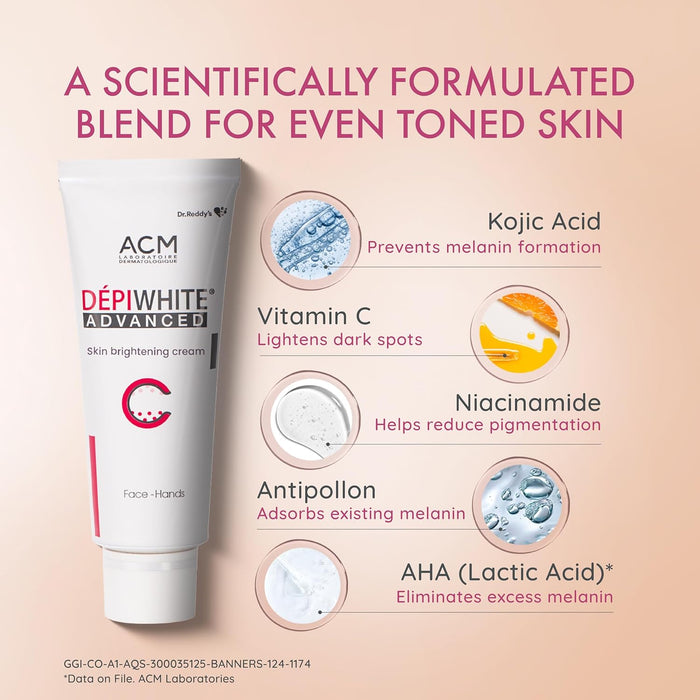 Dr Reddy's Depiwhite Advanced Skin Radiance Cream with Phosphatase Activators Help Reduces Dark Spots Helps Improves Complexion Sustained Results No Hydroquinone and Steroids 40ml