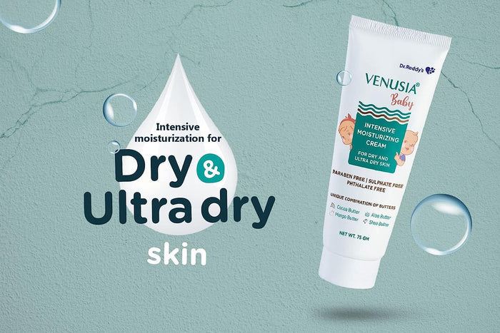 Dr Reddy's Venusia Baby Intensive Moisturizing Cream | For Dry and Ultra Dry Skin | Paraben Free,Sulphate Free,Phalate Free | Contains Cocoa, Aloe, Mango & Shea Butters  | 75 gm
