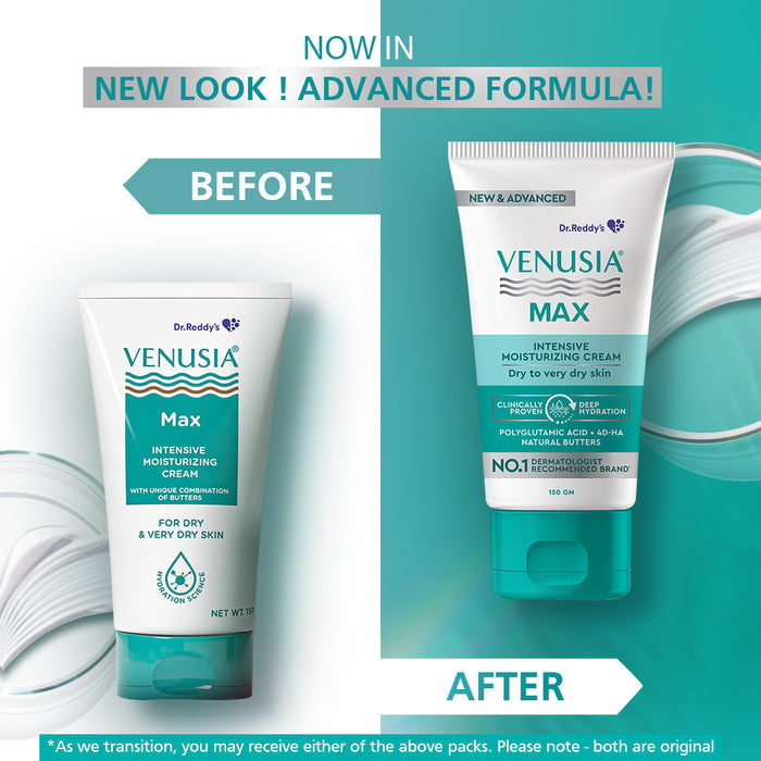 Dr. Reddy's Venusia Max Intensive Moisturizing Cream, For Dry Skin, Repairs & Smoothens Skin, 150 GM