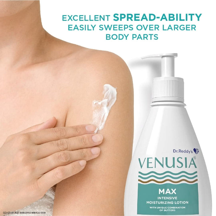 Dr. Reddy's Venusia Max Intensive Moisturizing Lotion, 500g & Venusia Moisturizing Bathing Bar, Syndet Bar, 75gfor All Skin Types, Repairs Dry Skin, Soft and Smooth Skin, Moisturized and Hydrated Skin (Combo)